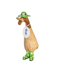 DCUK Natural Finish Duckling with Floral Hat & Welly Boots -Green